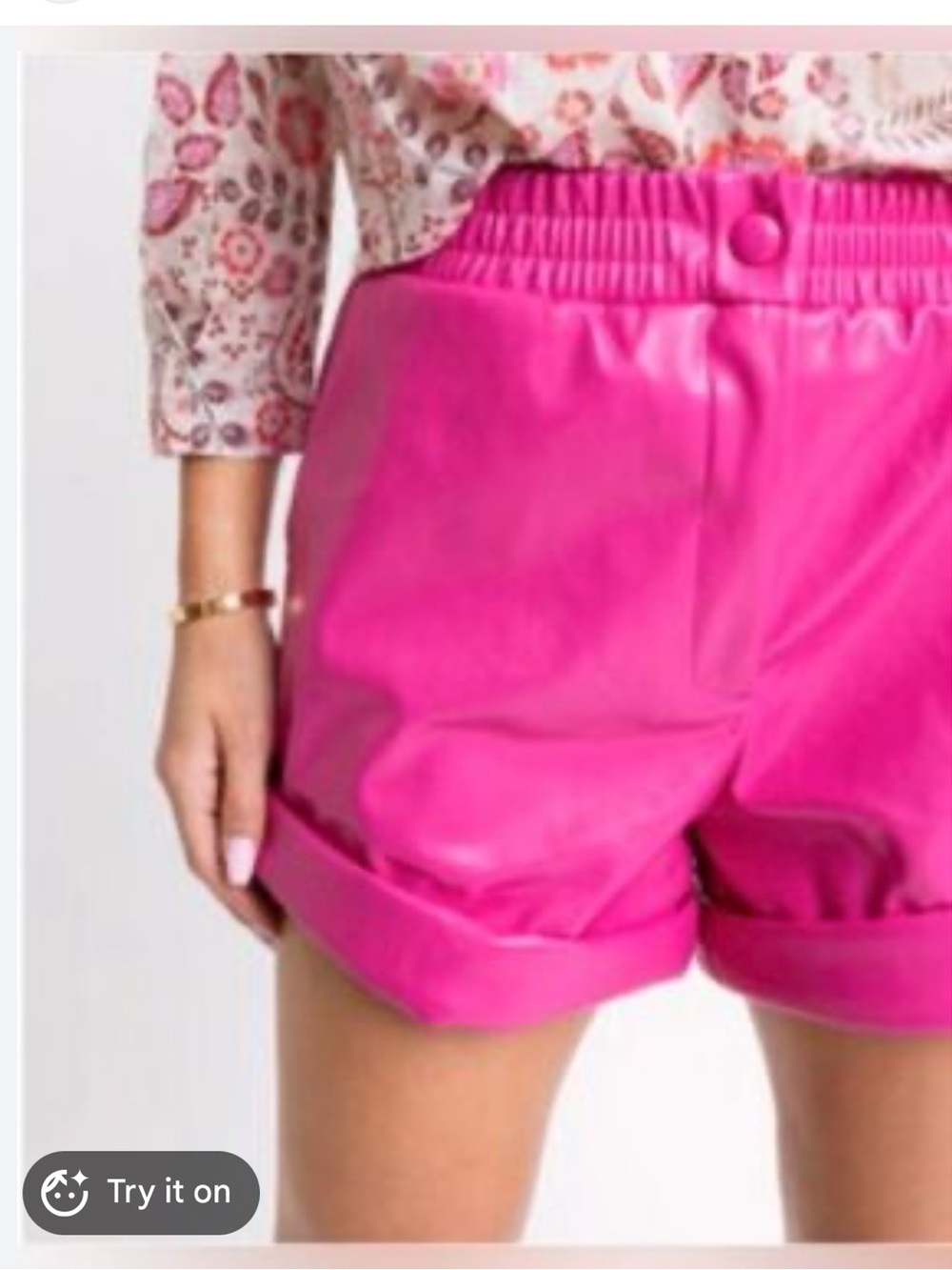 Karlie Hot Pink Faux Leather High-Waist Shorts